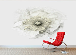 A White Poppy Wall Mural Wallpaper - Canvas Art Rocks - 2