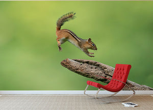 Squirell Leaping Wall Mural Wallpaper - Canvas Art Rocks - 2