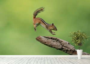 Squirell Leaping Wall Mural Wallpaper - Canvas Art Rocks - 4