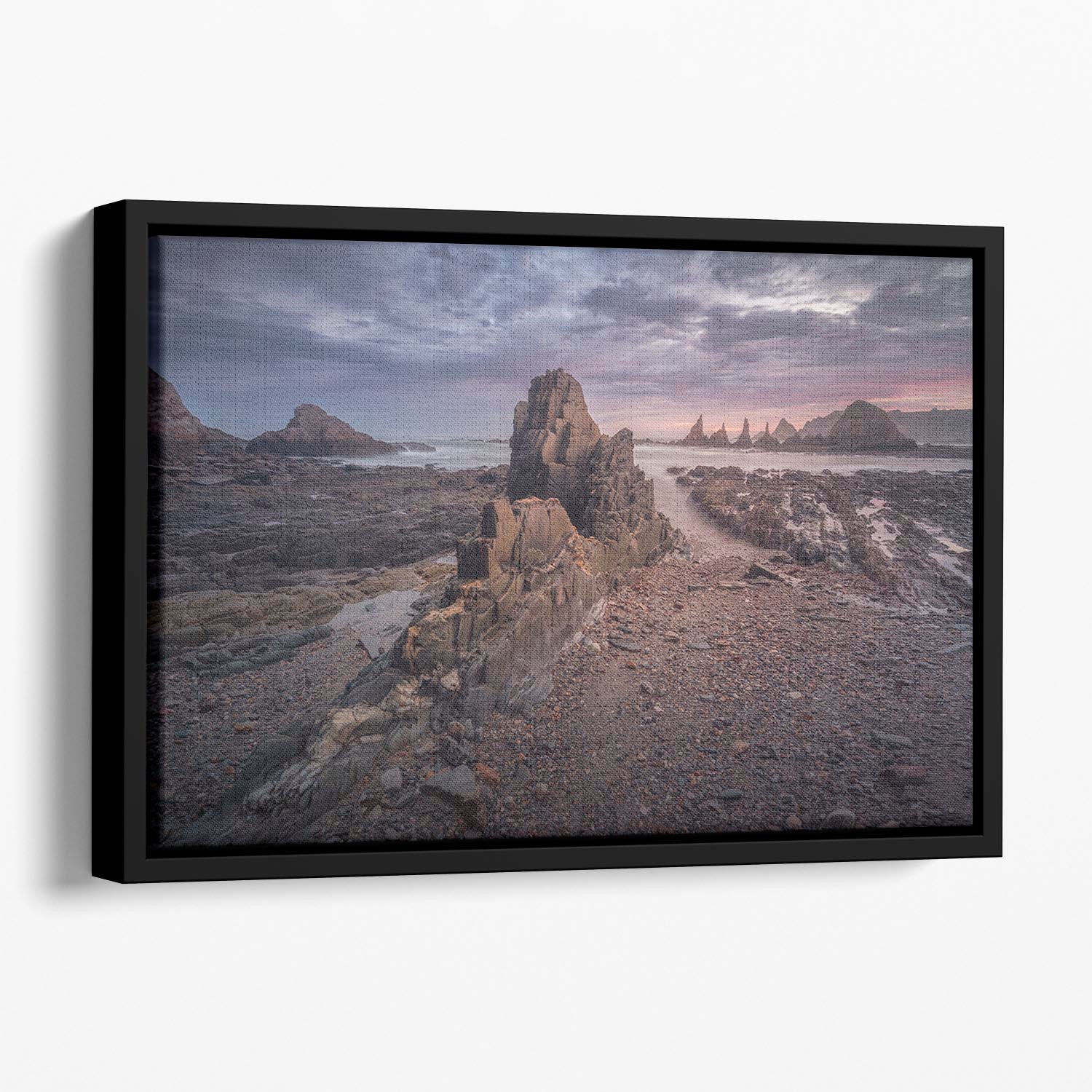 Coast in Gueirua Floating Framed Canvas - Canvas Art Rocks - 1