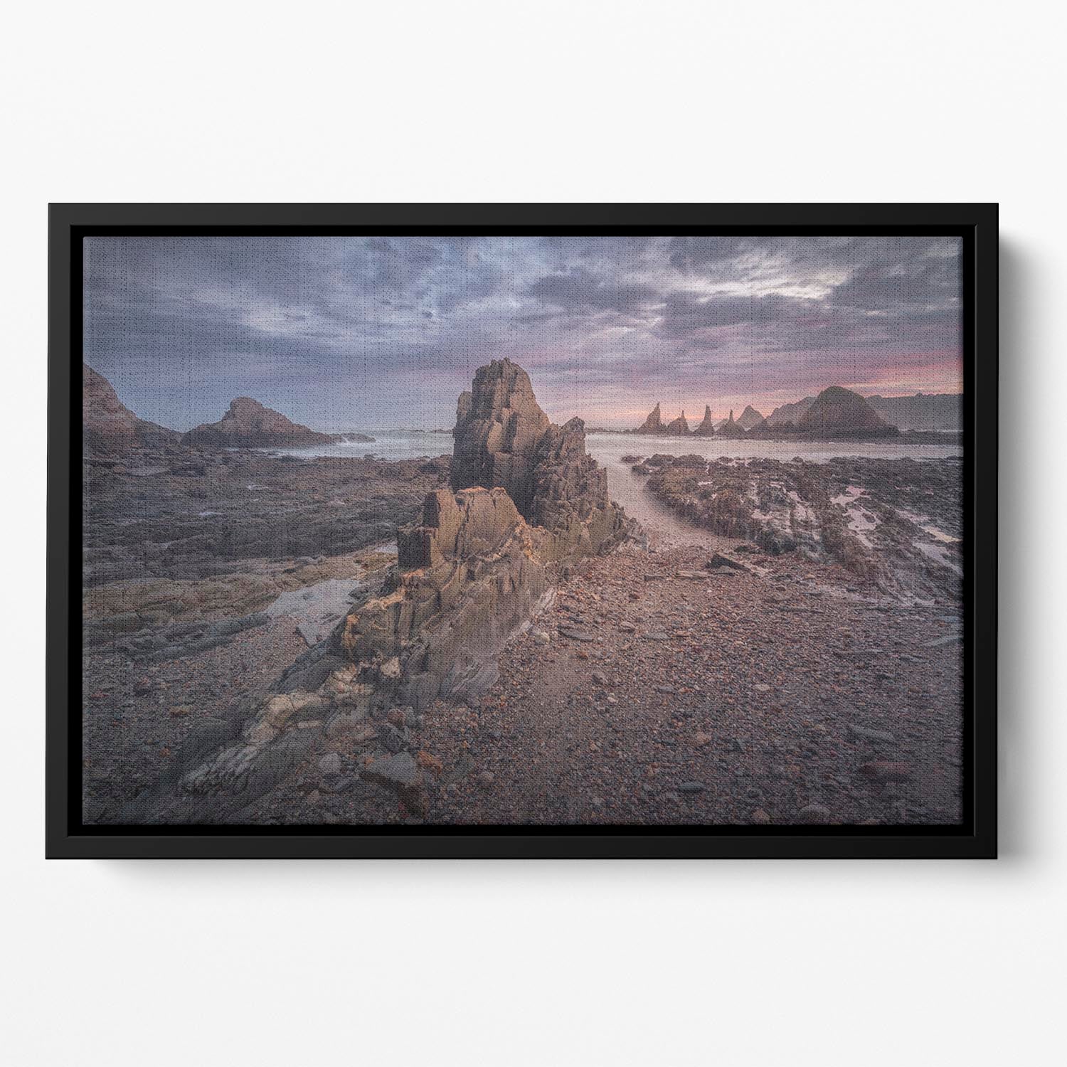 Coast in Gueirua Floating Framed Canvas - Canvas Art Rocks - 2