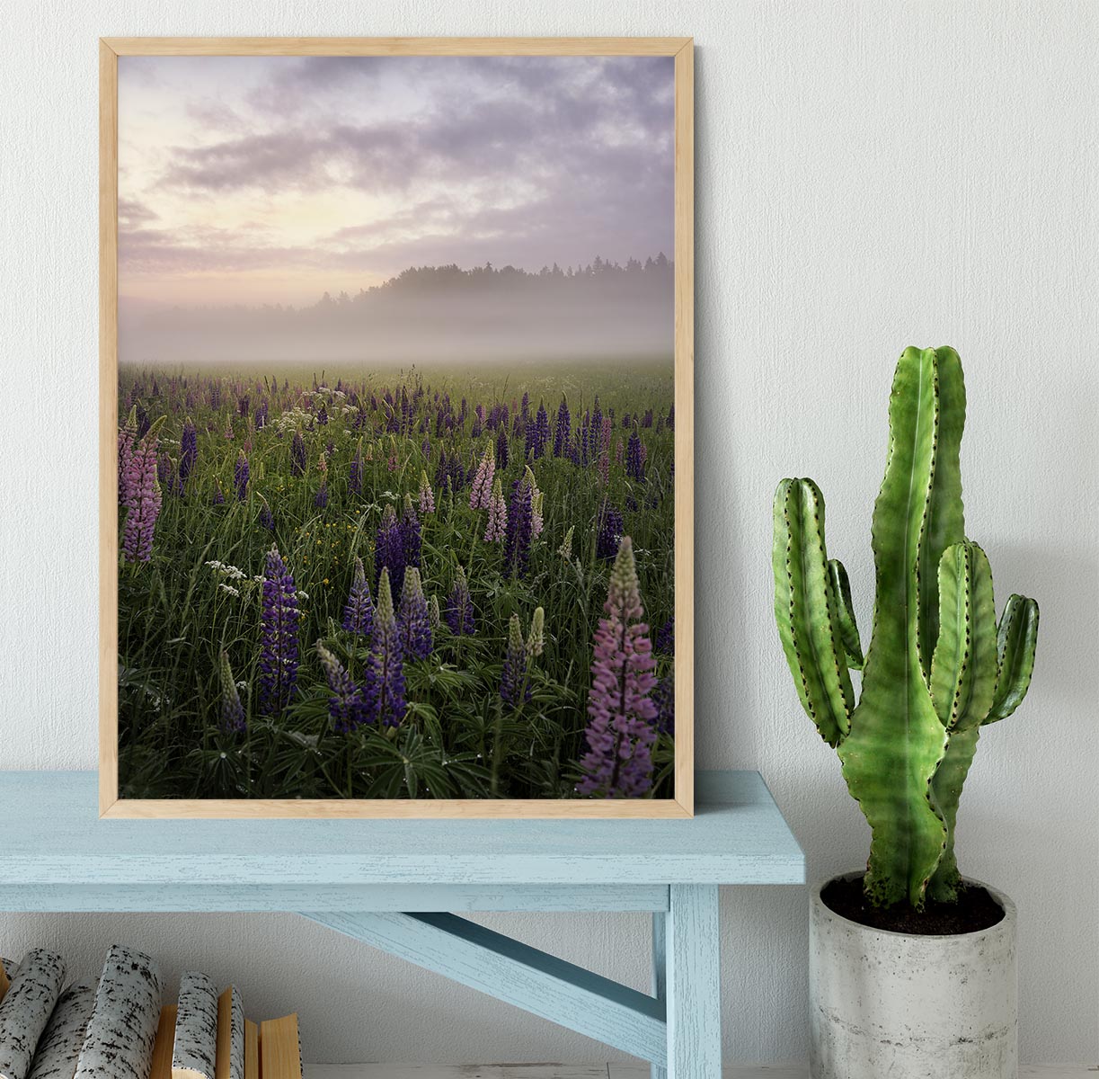 Lupines On A Foggy Day Framed Print - Canvas Art Rocks - 4