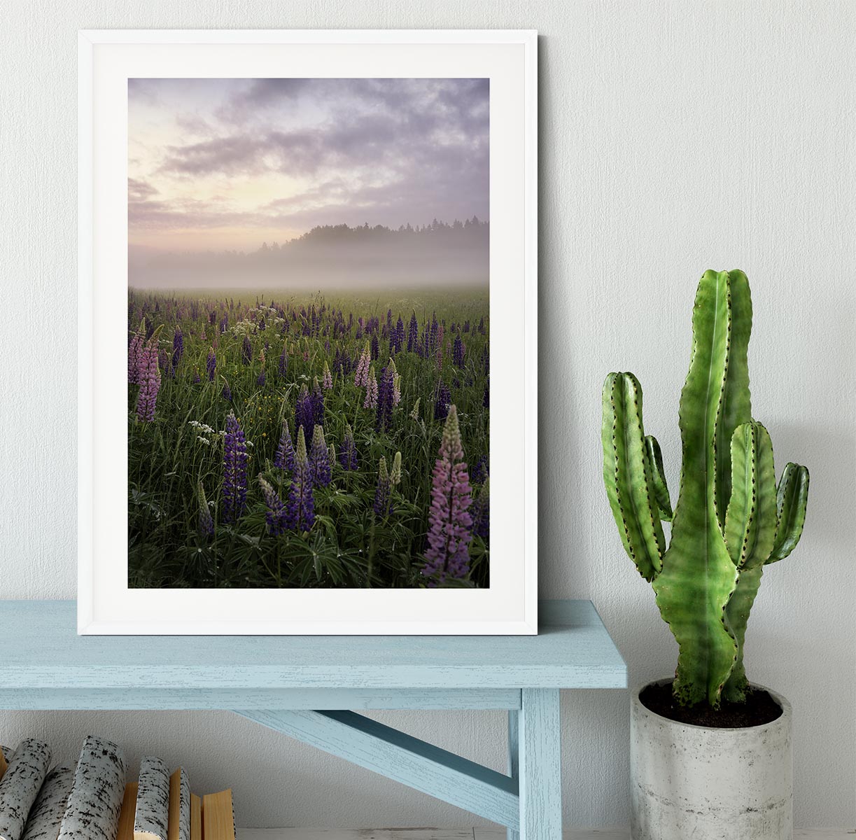 Lupines On A Foggy Day Framed Print - Canvas Art Rocks - 5