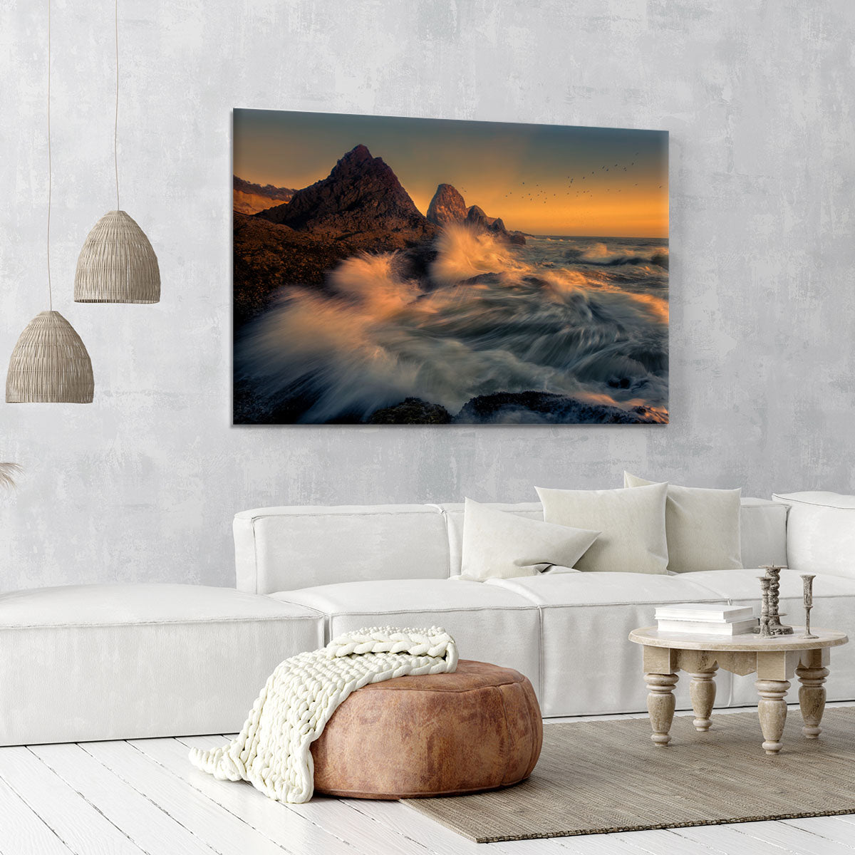 Waves Crashing Into Cliff Canvas Print or Poster - Canvas Art Rocks - 6