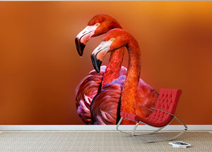 Flamingo Portrait Wall Mural Wallpaper - Canvas Art Rocks - 2