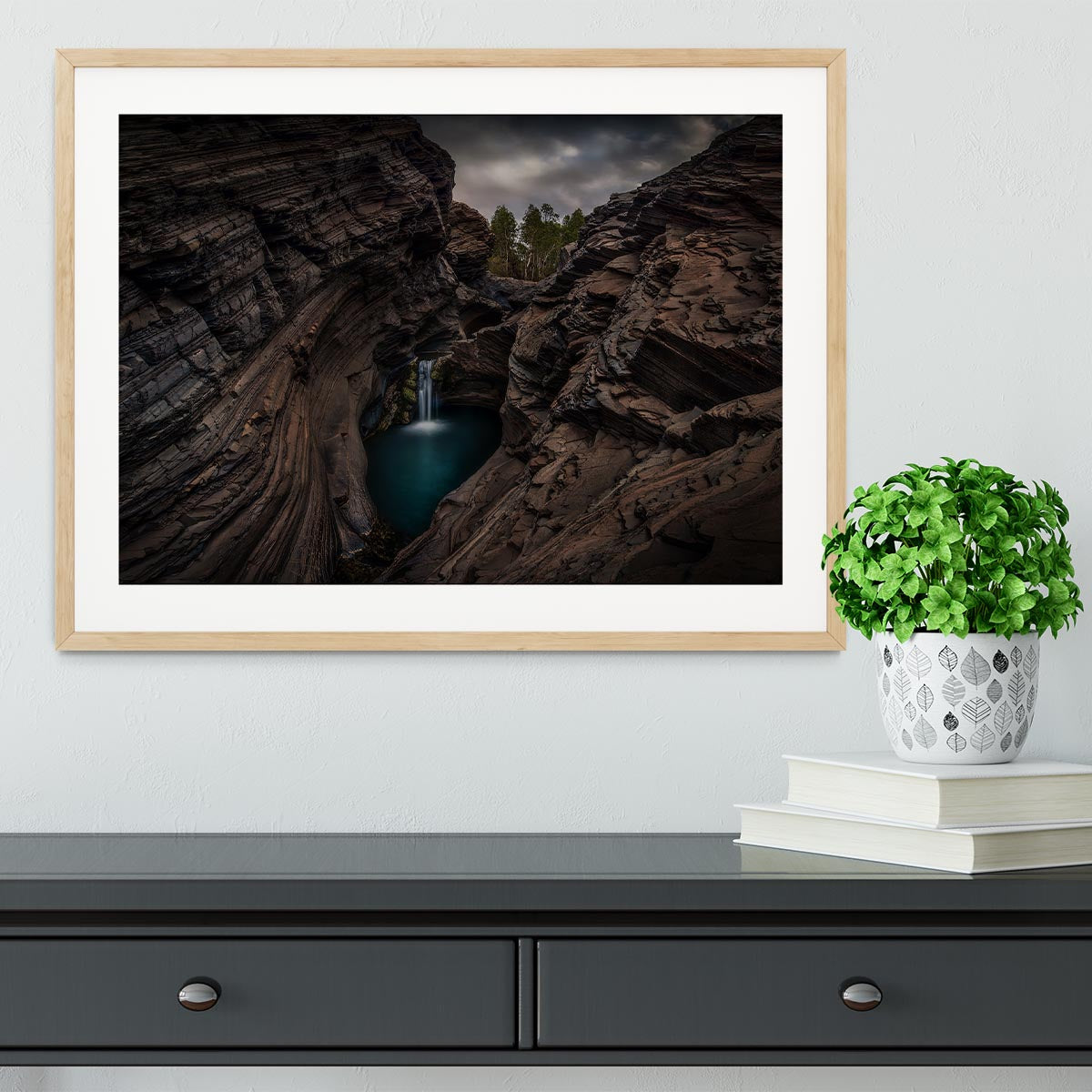 Karijini National Park Waterfall Framed Print - Canvas Art Rocks - 3