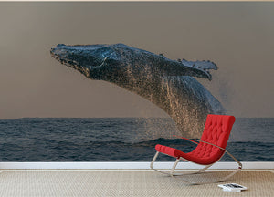 Whale Fliiping Out The Ocean Wall Mural Wallpaper - Canvas Art Rocks - 2