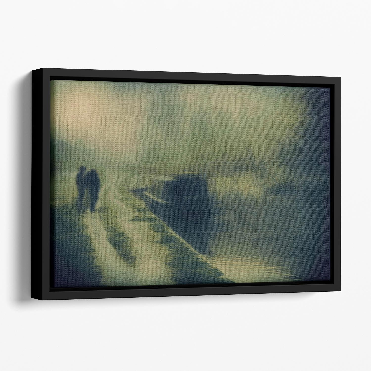 Silhouettes At The Canal Floating Framed Canvas - Canvas Art Rocks - 1