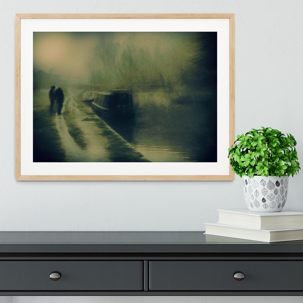 Silhouettes At The Canal Framed Print - Canvas Art Rocks - 3