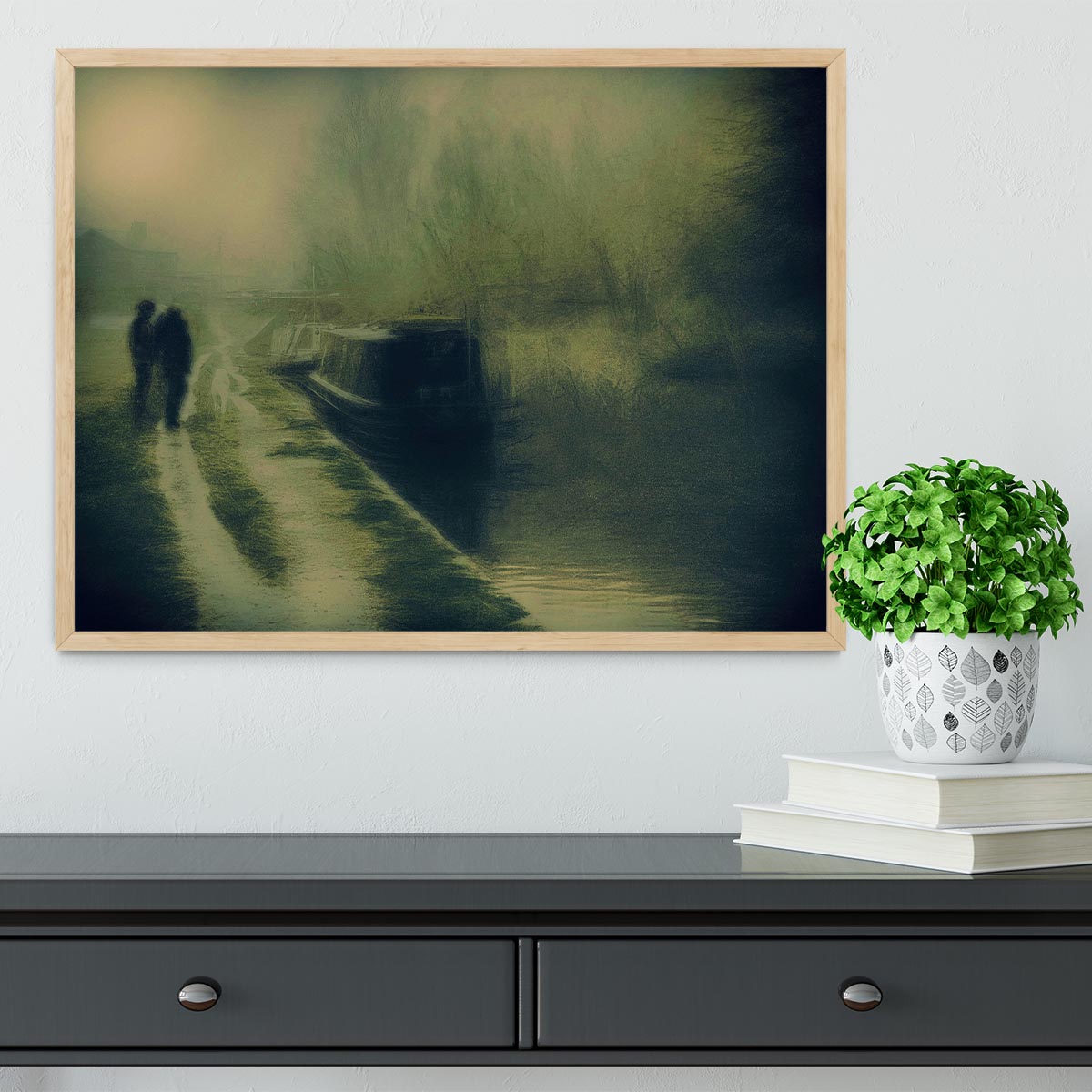 Silhouettes At The Canal Framed Print - Canvas Art Rocks - 4