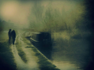 Silhouettes At The Canal Wall Mural Wallpaper - Canvas Art Rocks - 1