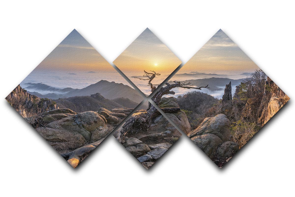 Dead pine On The Mountains 4 Square Multi Panel Canvas - Canvas Art Rocks - 1