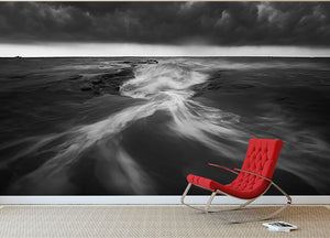 Coastline In Greyscale Wall Mural Wallpaper - Canvas Art Rocks - 2