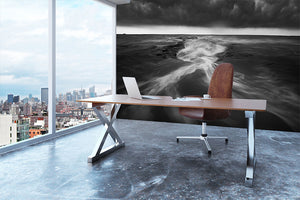 Coastline In Greyscale Wall Mural Wallpaper - Canvas Art Rocks - 3