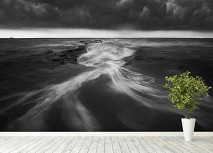 Coastline In Greyscale Wall Mural Wallpaper - Canvas Art Rocks - 4