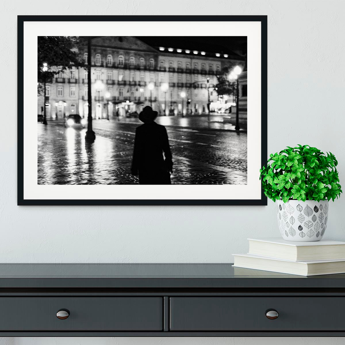 Silhouette In The Streets Framed Print - Canvas Art Rocks - 1