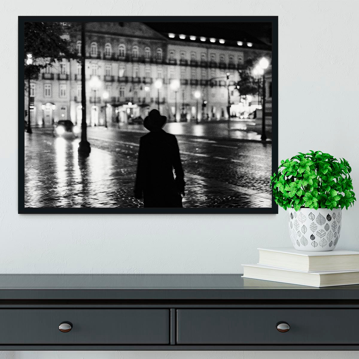 Silhouette In The Streets Framed Print - Canvas Art Rocks - 2