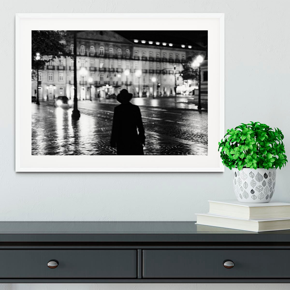 Silhouette In The Streets Framed Print - Canvas Art Rocks - 5