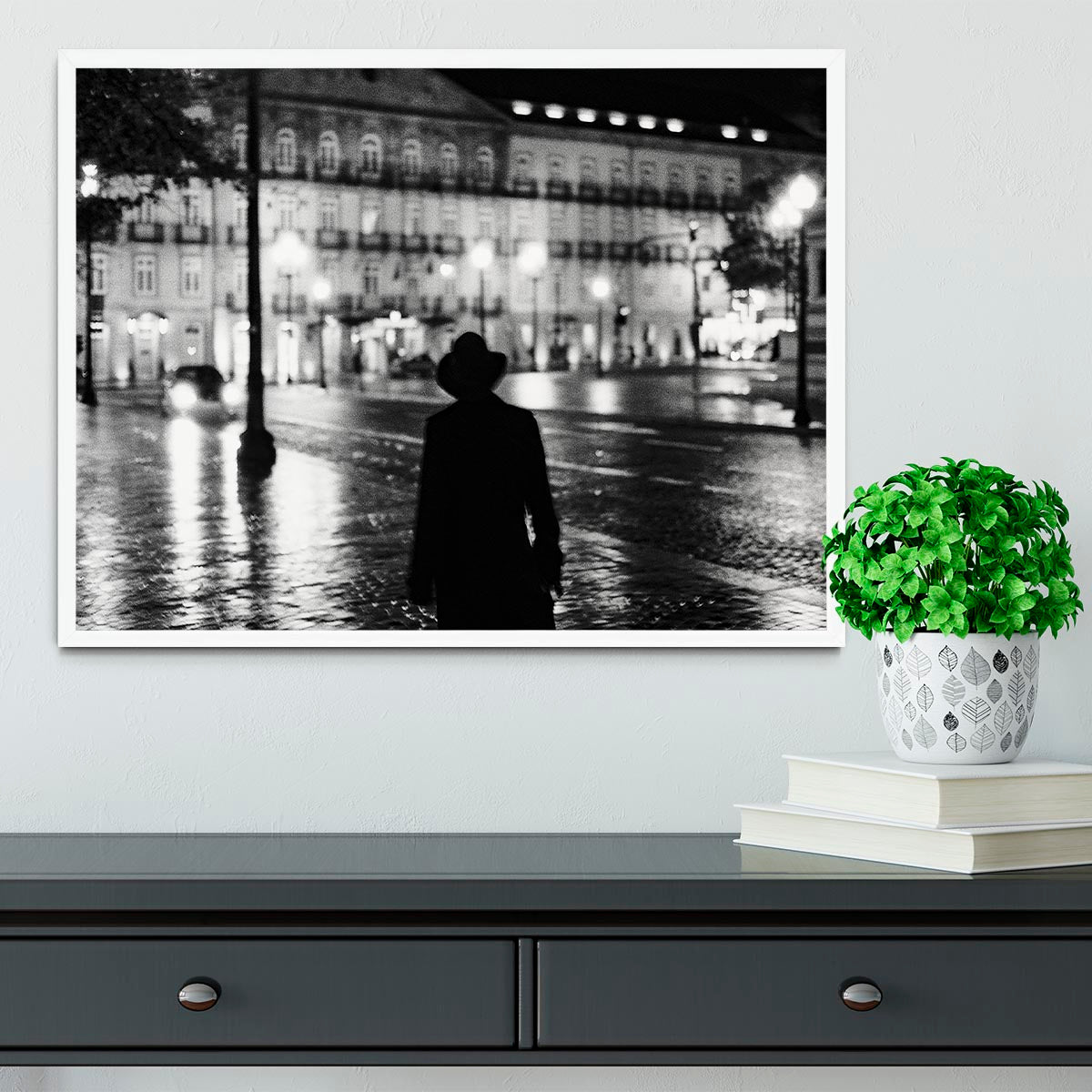 Silhouette In The Streets Framed Print - Canvas Art Rocks -6