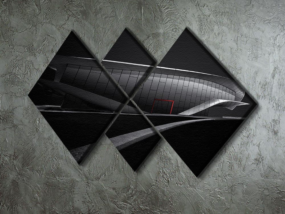Greyscale Acrhitecture With A Glance Of Red 4 Square Multi Panel Canvas - Canvas Art Rocks - 2