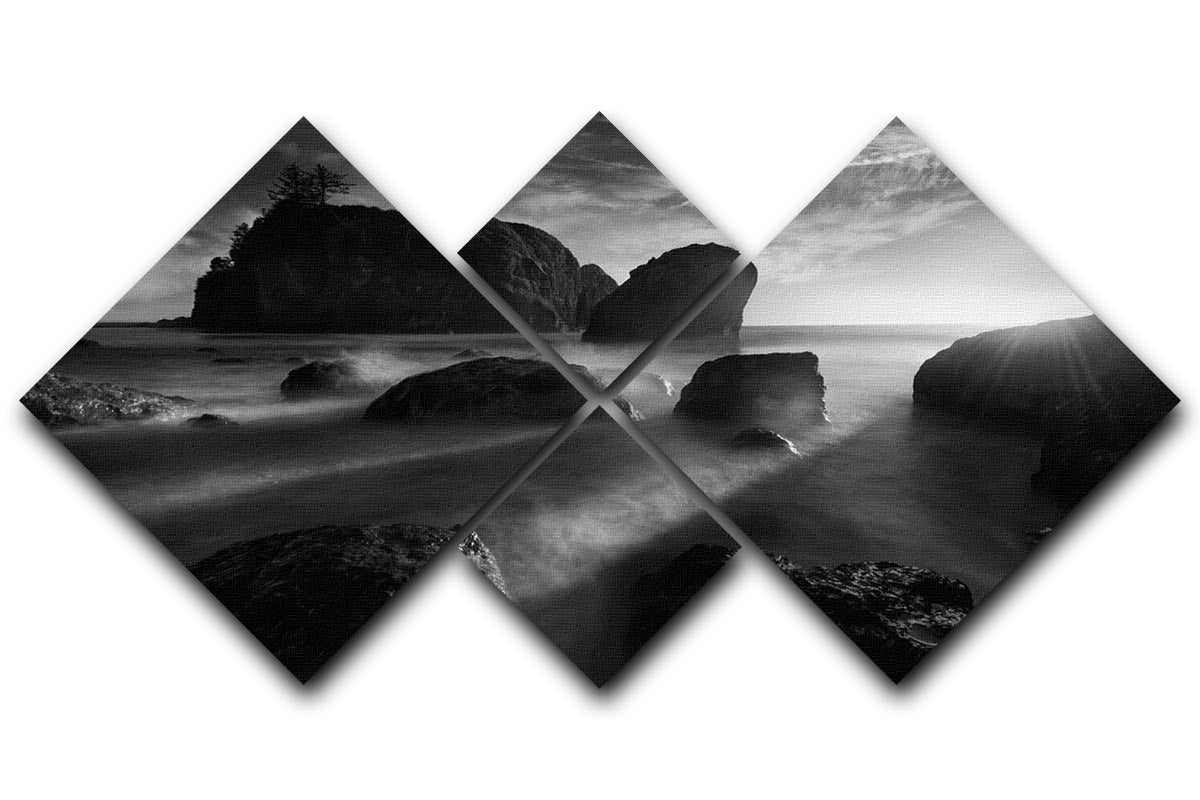 Sunbeams At The Coast 4 Square Multi Panel Canvas - Canvas Art Rocks - 1