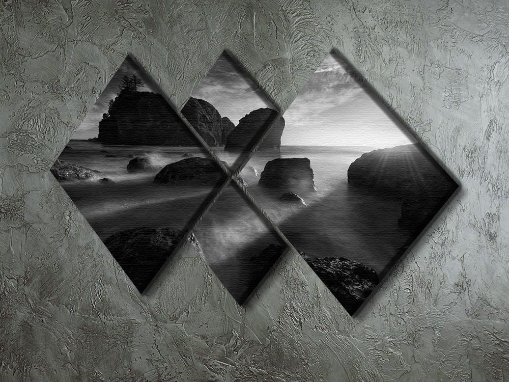 Sunbeams At The Coast 4 Square Multi Panel Canvas - Canvas Art Rocks - 2