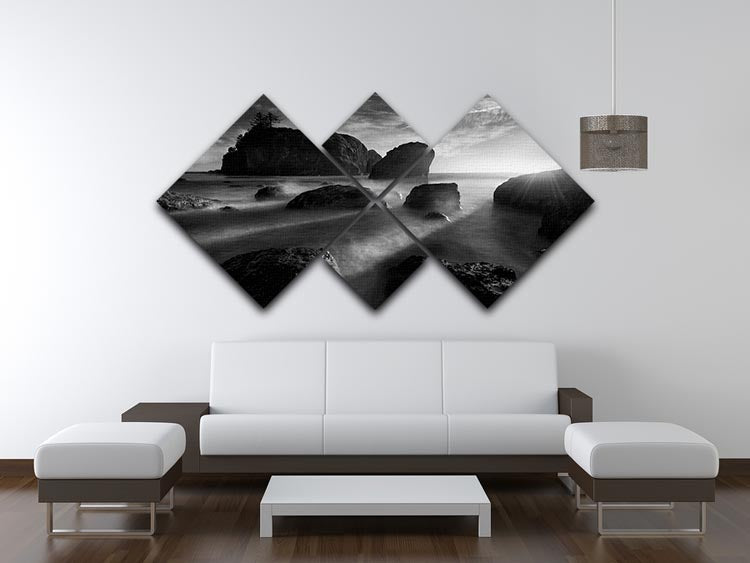 Sunbeams At The Coast 4 Square Multi Panel Canvas - Canvas Art Rocks - 3