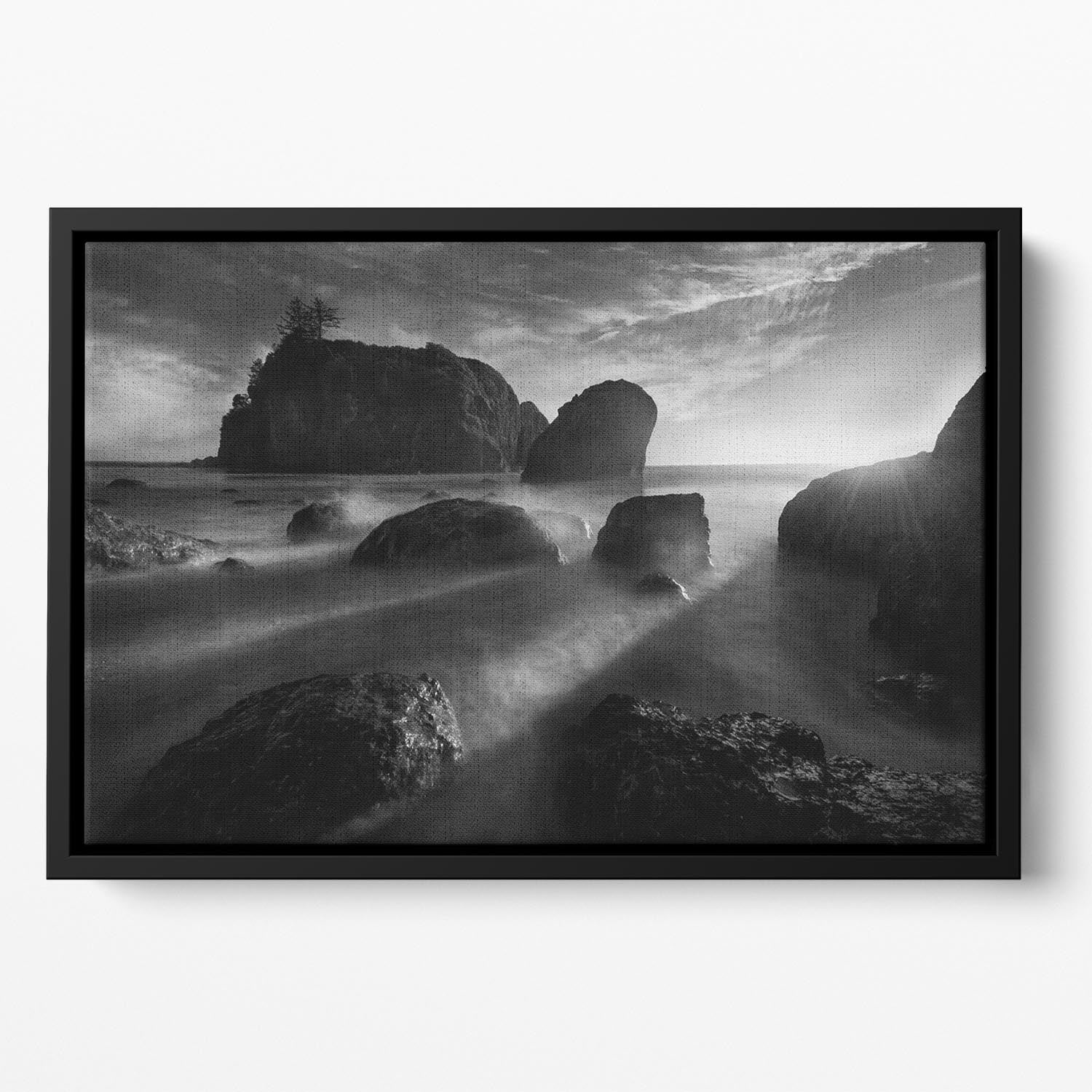 Sunbeams At The Coast Floating Framed Canvas - Canvas Art Rocks - 2