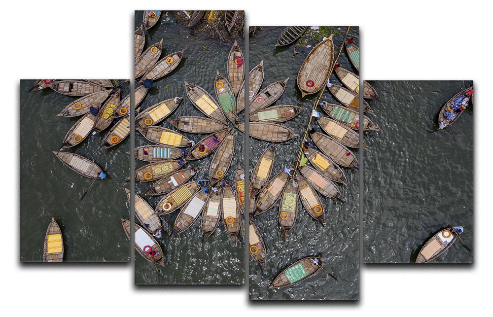 Pattern Of Boats On The Sea 4 Split Panel Canvas - Canvas Art Rocks - 1