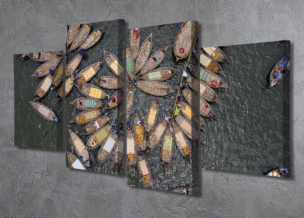 Pattern Of Boats On The Sea 4 Split Panel Canvas - Canvas Art Rocks - 2