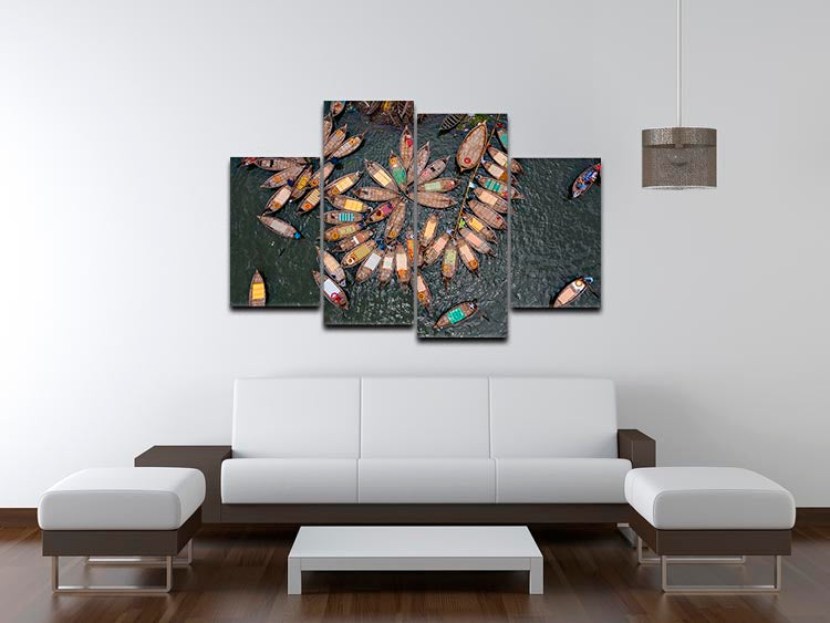Pattern Of Boats On The Sea 4 Split Panel Canvas - Canvas Art Rocks - 3