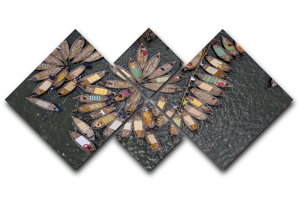 Pattern Of Boats On The Sea 4 Square Multi Panel Canvas - Canvas Art Rocks - 1