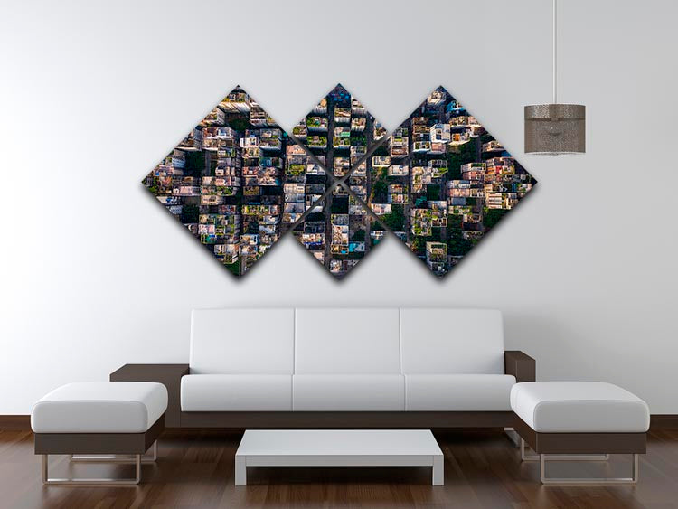 City Rooftops 4 Square Multi Panel Canvas - Canvas Art Rocks - 3