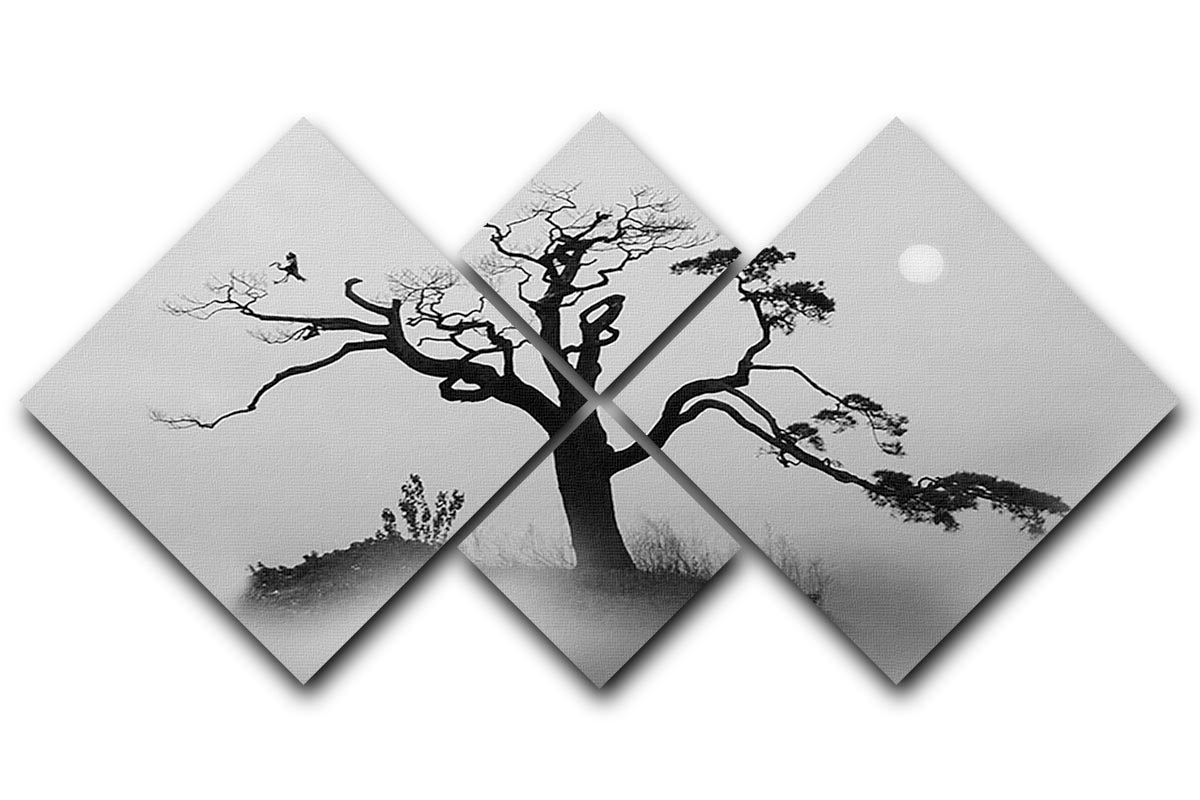 Pine tree In The Fog 4 Square Multi Panel Canvas - Canvas Art Rocks - 1
