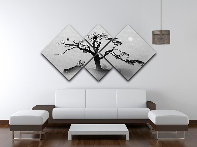 Pine tree In The Fog 4 Square Multi Panel Canvas - Canvas Art Rocks - 3