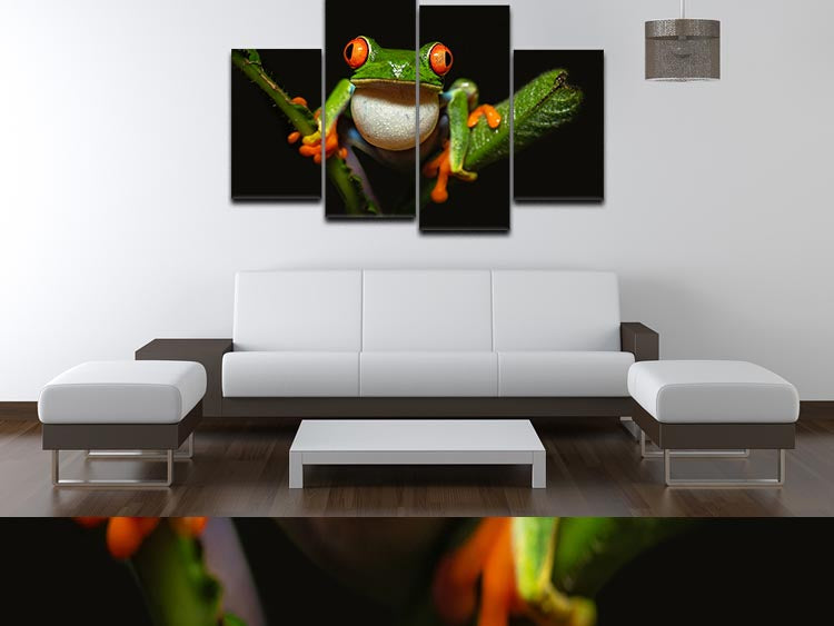 Red-eyed tree frog 4 Split Panel Canvas - Canvas Art Rocks - 3