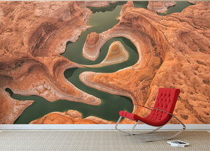 Reflection Canyon Aerial Wall Mural Wallpaper - Canvas Art Rocks - 2