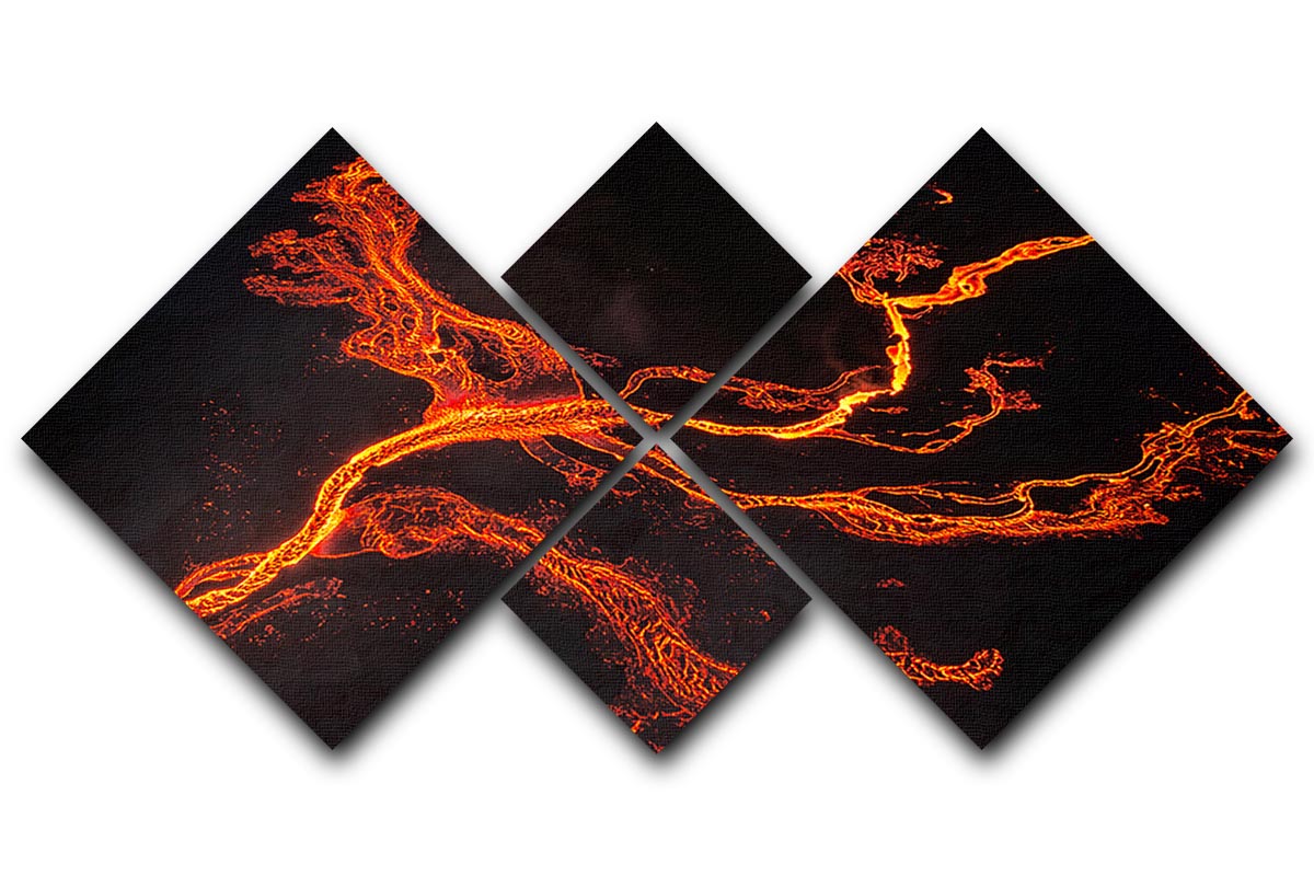 Lava River Abstract 4 Square Multi Panel Canvas - Canvas Art Rocks - 1