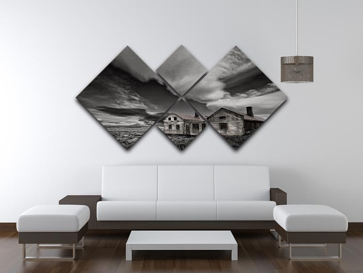 Abandoned Beachside House 4 Square Multi Panel Canvas - Canvas Art Rocks - 3
