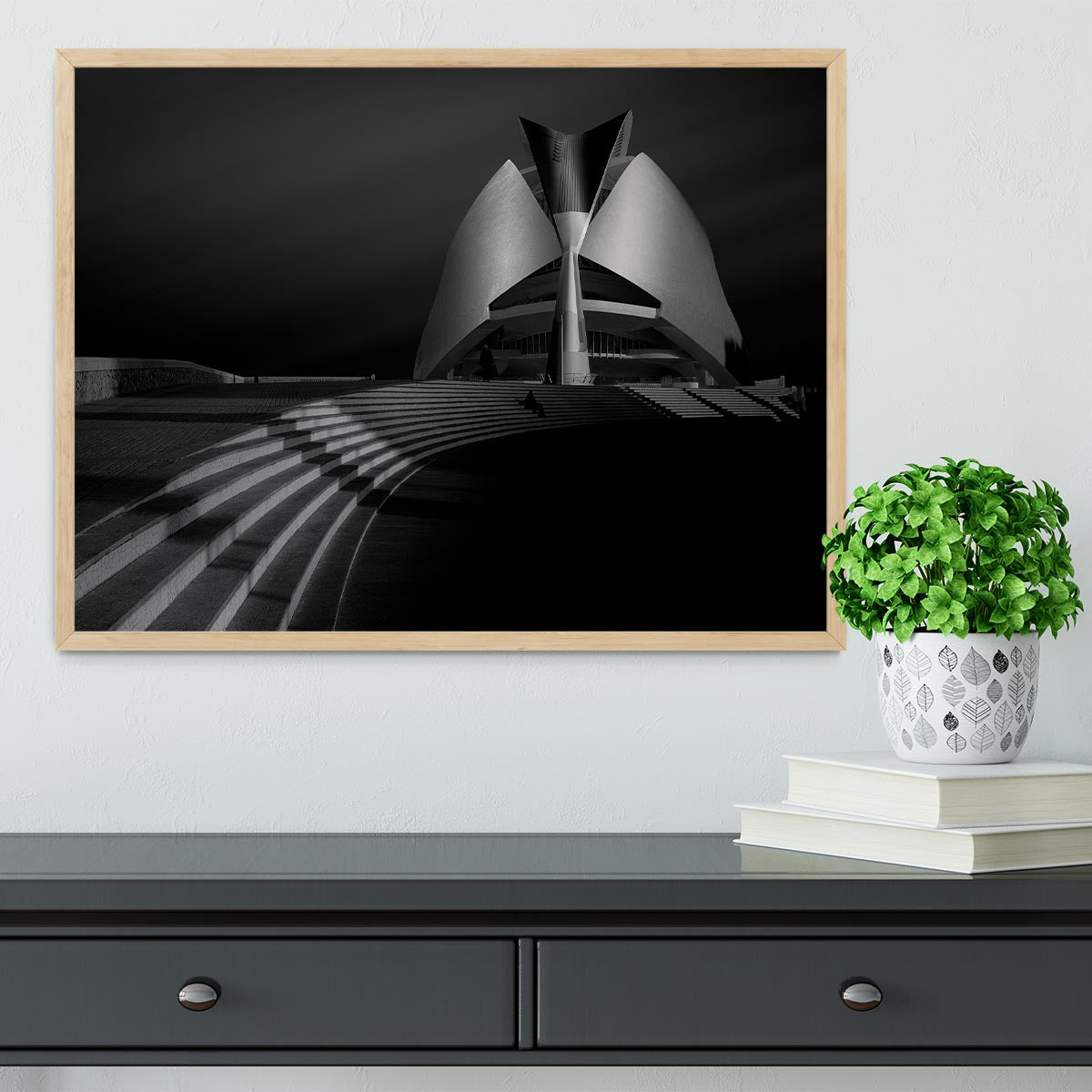 Monument With Stairs At Night Framed Print - Canvas Art Rocks - 4