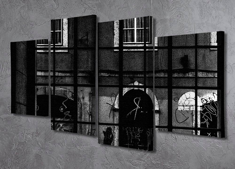 Barred Graffiti House 4 Split Panel Canvas - Canvas Art Rocks - 2