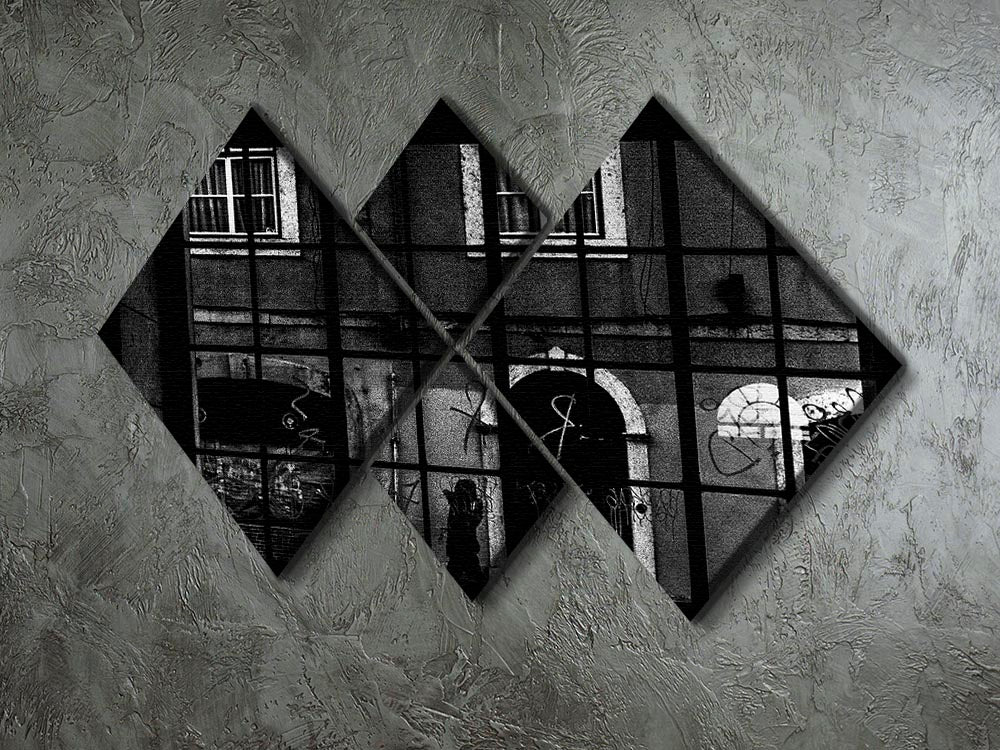Barred Graffiti House 4 Square Multi Panel Canvas - Canvas Art Rocks - 2