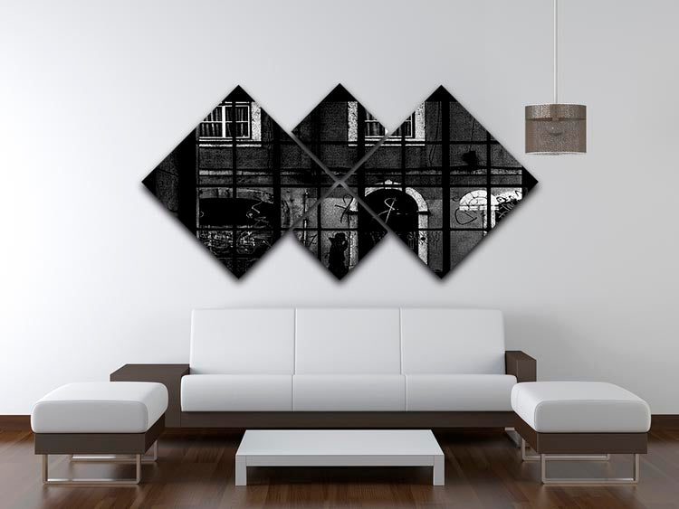 Barred Graffiti House 4 Square Multi Panel Canvas - Canvas Art Rocks - 3