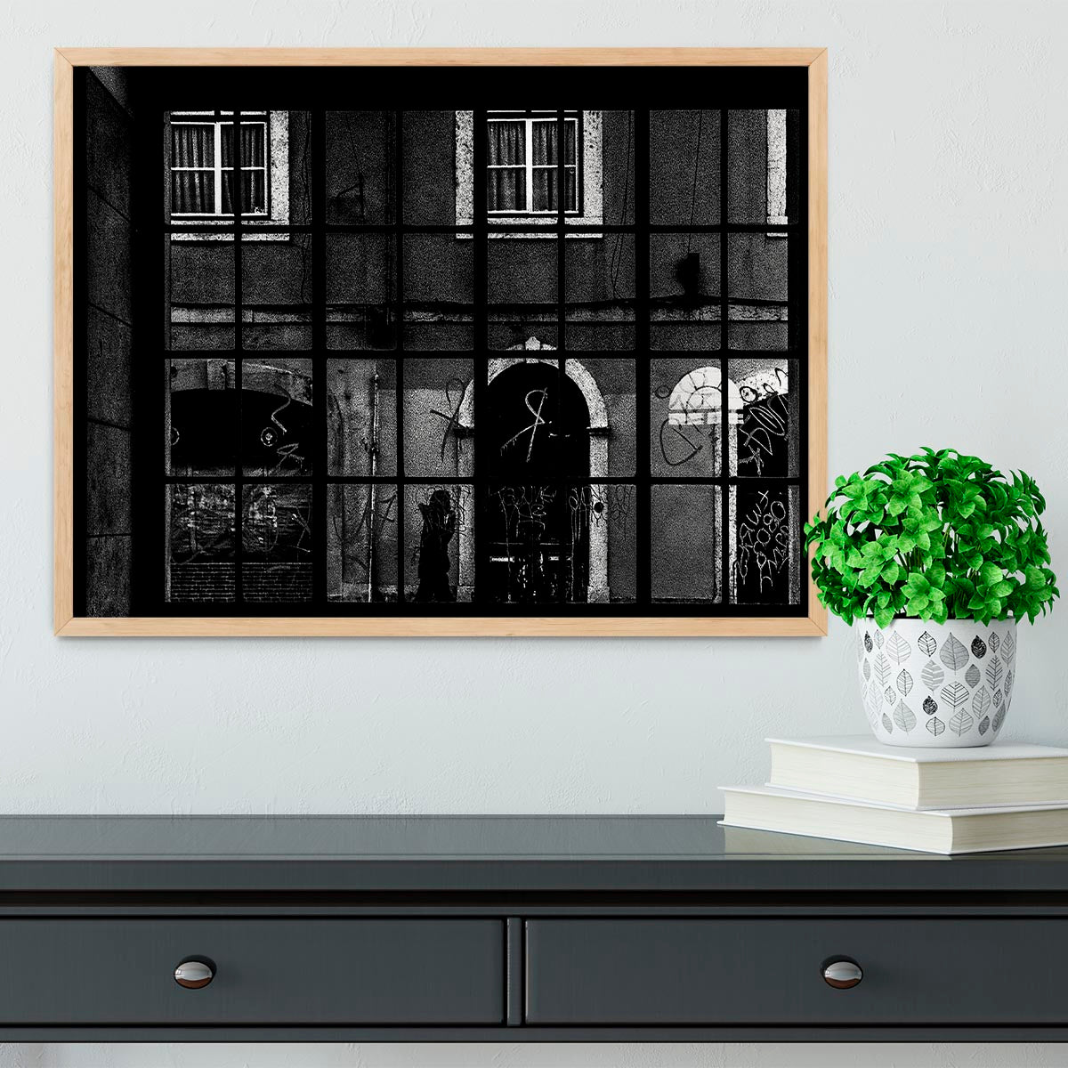 Barred Graffiti House Framed Print - Canvas Art Rocks - 4