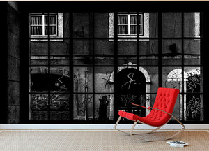 Barred Graffiti House Wall Mural Wallpaper - Canvas Art Rocks - 2