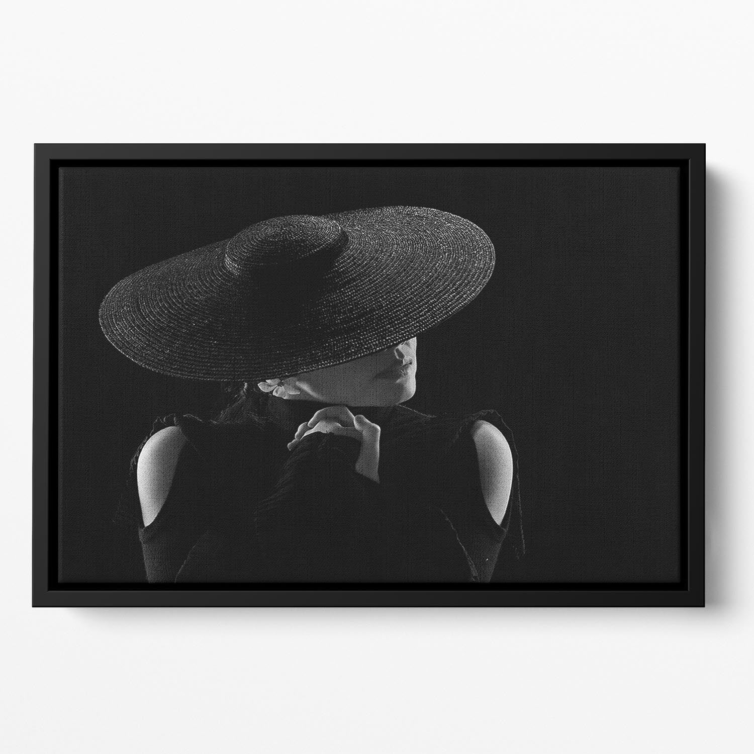 A Woman In A Hate Floating Framed Canvas - Canvas Art Rocks - 2