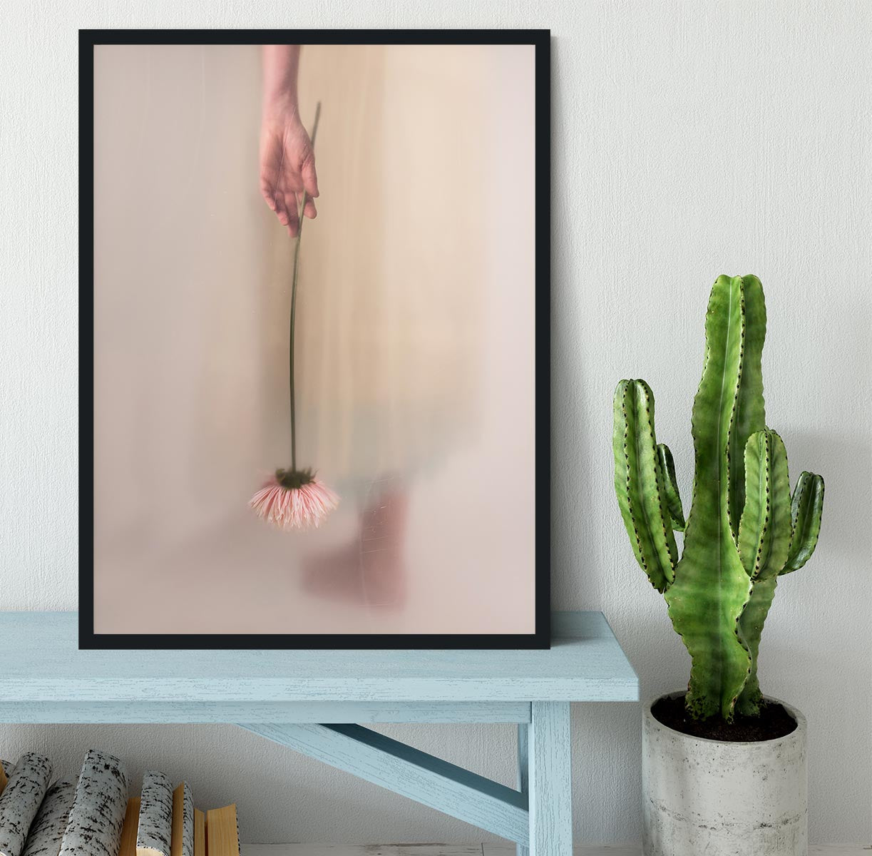 Holding A Pink Flower Framed Print - Canvas Art Rocks - 2