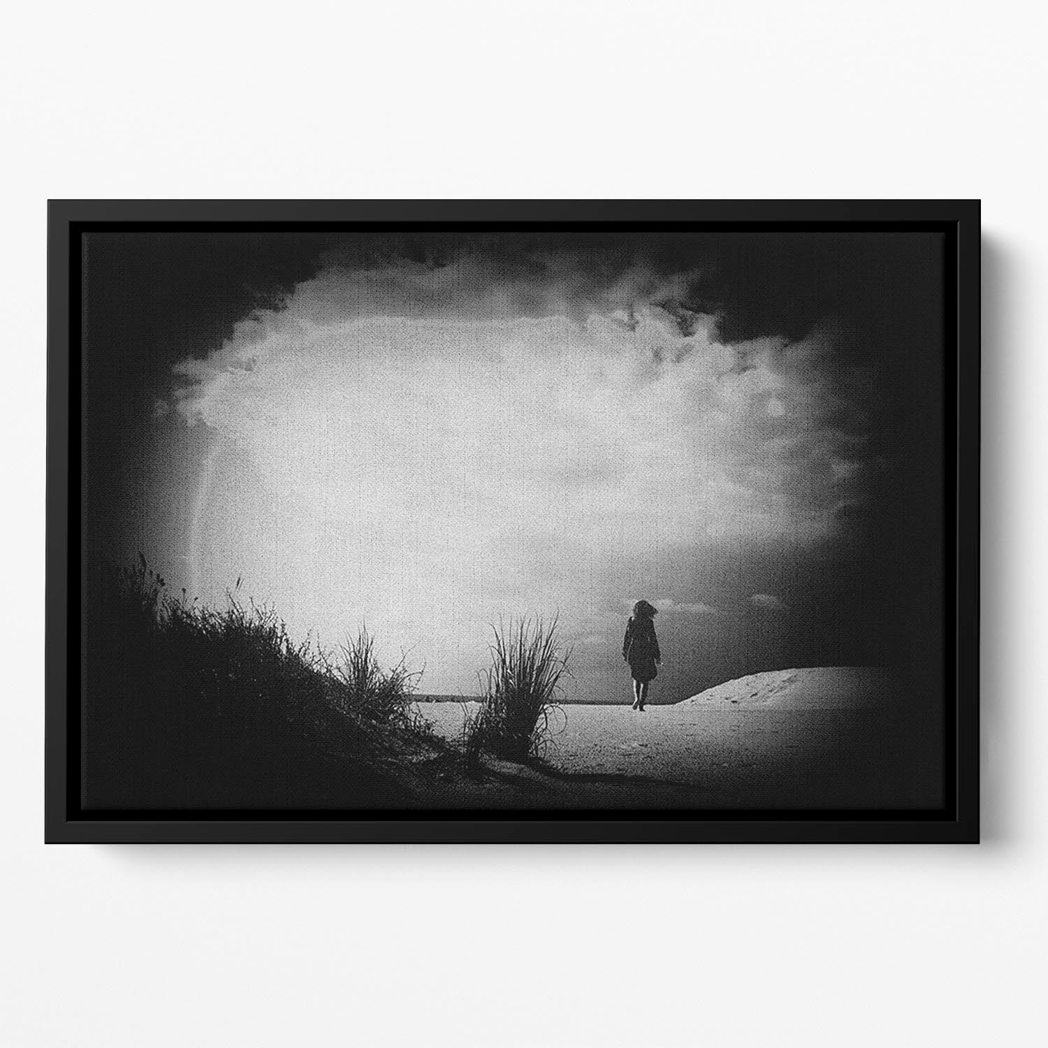 Girl On The Beach Floating Framed Canvas - Canvas Art Rocks - 2