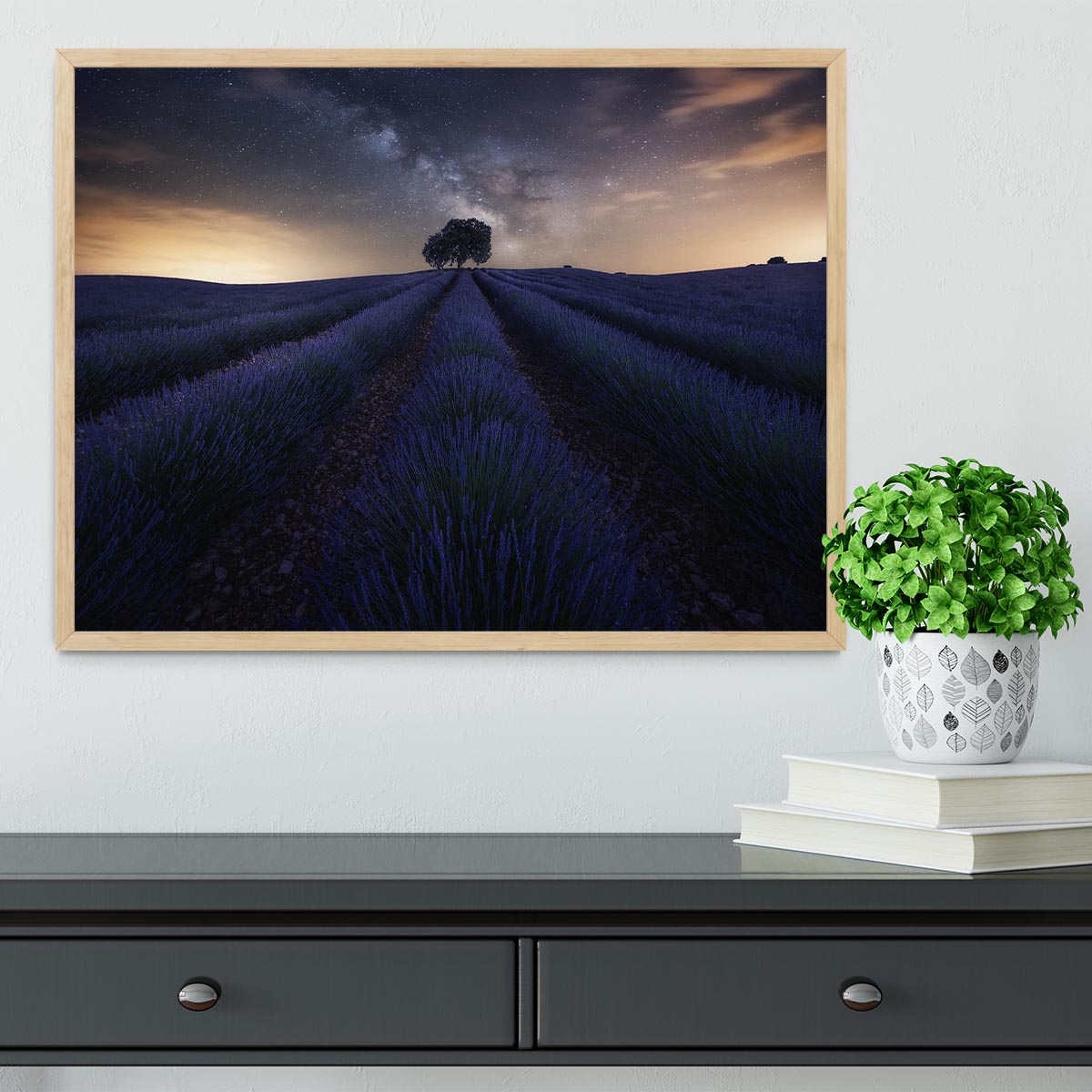 Starry Night on A Lavendar Field Framed Print - Canvas Art Rocks - 4