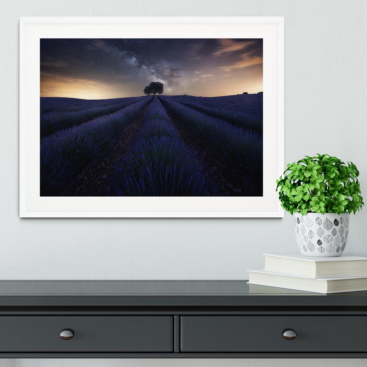 Starry Night on A Lavendar Field Framed Print - Canvas Art Rocks - 5